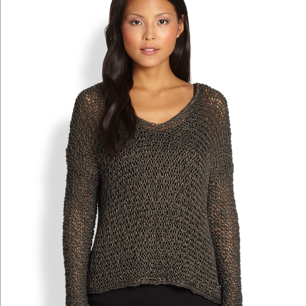 Eileen Fisher Bronze Open knit pullover Sweater M